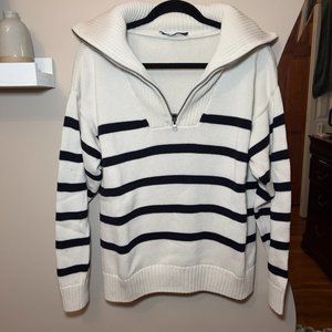 Zara Medium Striped Half-Zip Sweater